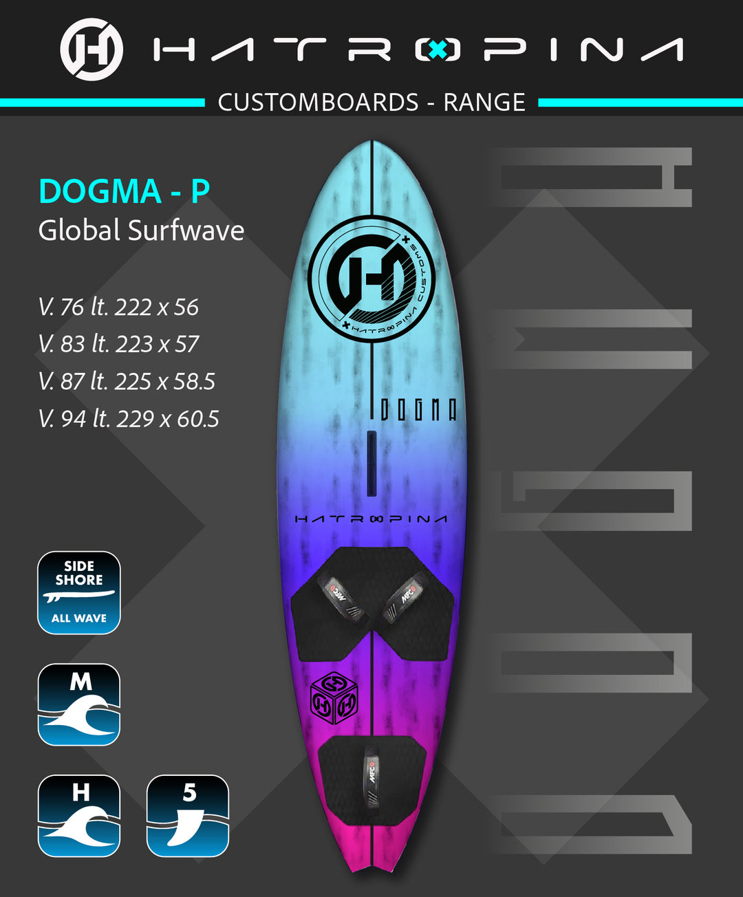 Board Hatropina Custom Board "DOGMA WAVE 99 Proto" Multifin 