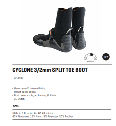 DAKINE CYCLONE 3/2mm SPLIT TOE BOOT 